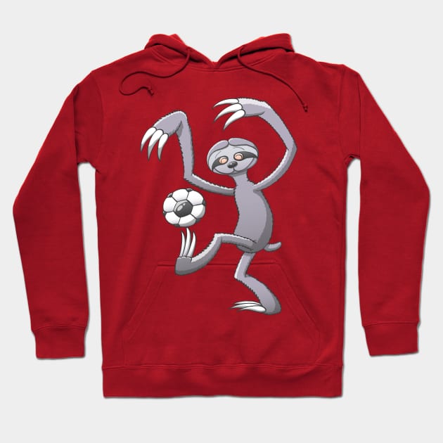 Cool sloth making a big effort to wake up and play soccer Hoodie by zooco